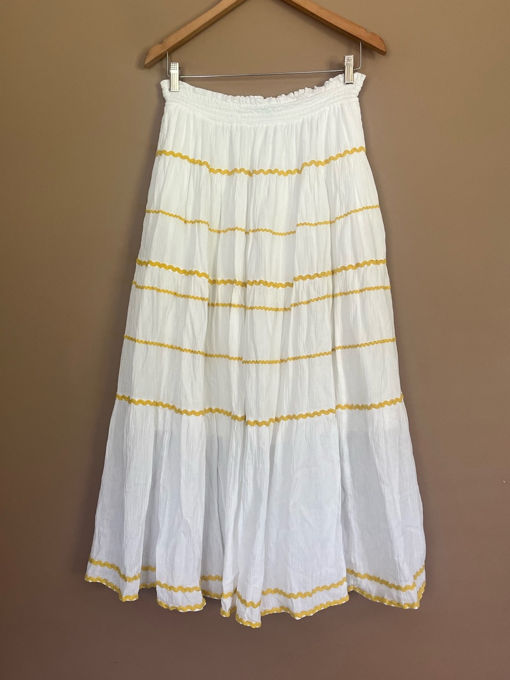{Draper James} Tiered Midi or Maxi Skirt with Ric-Rac Trim - Womens Large